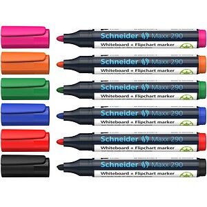 Schneider Maxx 290 Whiteboard- und Flipchart-Marker farbsortiert 2,0 - 3,0 mm, 6 St. Schneider Maxx 290 Whiteboard- und Flipchart-Marker farbsortiert 2,0 - 3,0 mm, 6 St.