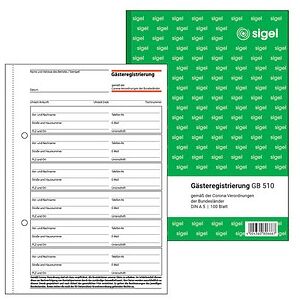 SIGEL Gästeregistrierung Formularbuch GB510, 1 St. SIGEL Gästeregistrierung Formularbuch GB510, 1 St.