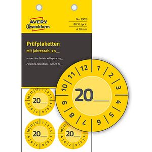 AVERY Zweckform Prüfplaketten 7902 gelb 30,0 x 30,0 mm, 10 Blatt AVERY Zweckform Prüfplaketten 7902 gelb 30,0 x 30,0 mm, 10 Blatt