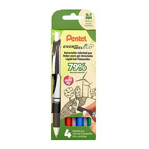 Pentel EnerGel eco BL77 Gelschreiber schwarz, blau, rot, grün 0,35 mm, Schreibfarbe: farbsortiert, 1 Set Pentel EnerGel eco BL77 Gelschreiber schwarz, blau, rot, grün 0,35 mm, Schreibfarbe: farbsortiert, 1 Set