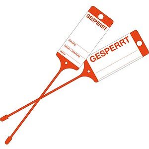 EICHNER Hängeetiketten Gesperrt rot 21,5 x 5,8 cm gelocht, 200 St. EICHNER Hängeetiketten Gesperrt rot 21,5 x 5,8 cm gelocht, 200 St.