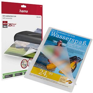 hama Laminierfolien glänzend für A4 80 micron, 25 St. hama Laminierfolien glänzend für A4 80 micron, 25 St.