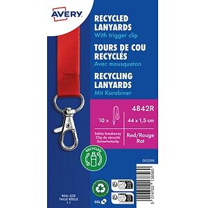 AVERY Zweckform Lanyards 4842R, Karabiner, rot, 10 St. AVERY Zweckform Lanyards 4842R, Karabiner, rot, 10 St.