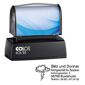 COLOP Textstempel, individualisierbar EOS 30 selbstfärbend blau, schwarz, rot mit Logo, 1 St. COLOP Textstempel, individualisierbar EOS 30 selbstfärbend blau, schwarz, rot mit Logo, 1 St.