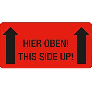 EICHNER Warnetiketten rot »Hier oben!« 100,0 x 50,0 mm, 250 Etiketten EICHNER Warnetiketten rot »Hier oben!« 100,0 x 50,0 mm, 250 Etiketten