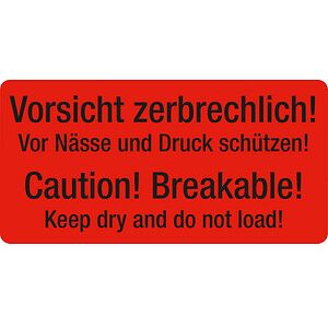 EICHNER Warnetiketten rot »Vorsicht zerbrechlich! Vor Nässe und Druck schützen!« 100,0 x 50,0 mm, 250 Etiketten EICHNER Warnetiketten rot »Vorsicht zerbrechlich! Vor Nässe und Druck schützen!« 100,0 x 50,0 mm, 250 Etiketten