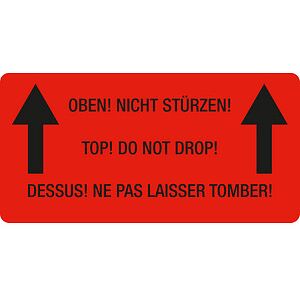 EICHNER Warnetiketten rot »Oben! Nicht stürzen!« 100,0 x 50,0 mm, 250 Etiketten EICHNER Warnetiketten rot »Oben! Nicht stürzen!« 100,0 x 50,0 mm, 250 Etiketten