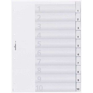 DURABLE Ordnerregister DIN A4 Vollformat 1-10 transparent 10-teilig, 1 Satz DURABLE Ordnerregister DIN A4 Vollformat 1-10 transparent 10-teilig, 1 Satz