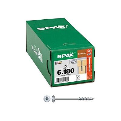 SPAX® Holzbauschrauben T30 Tellerkopf WIROX 0251010601805 6 mm x 180 mm, 100 St. SPAX® Holzbauschrauben T30 Tellerkopf WIROX 0251010601805 6 mm x 180 mm, 100 St.