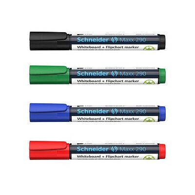 Schneider Maxx 290 Whiteboard- und Flipchart-Marker farbsortiert 2,0 - 3,0 mm, 4 St. Schneider Maxx 290 Whiteboard- und Flipchart-Marker farbsortiert 2,0 - 3,0 mm, 4 St.