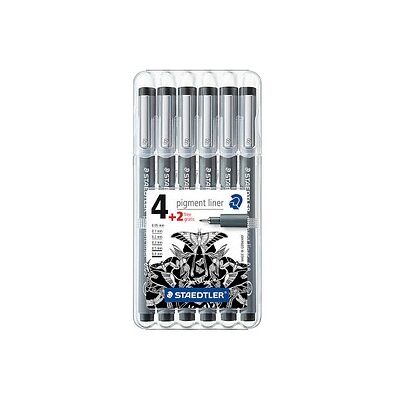 STAEDTLER pigment liner 308 Fineliner schwarz 0,05 + 0,1 + 0,3 + 0,5 + 0,8 mm, 6 St. STAEDTLER pigment liner 308 Fineliner schwarz 0,05 + 0,1 + 0,3 + 0,5 + 0,8 mm, 6 St.
