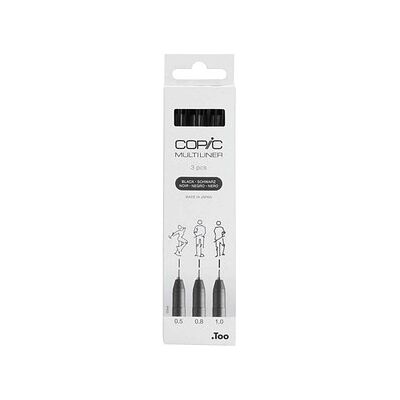 COPIC® Multiliner Fineliner schwarz 0.5 + 0.8 + 1.0 mm, 3 St. COPIC® Multiliner Fineliner schwarz 0.5 + 0.8 + 1.0 mm, 3 St.