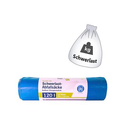 TRILine® Schwerlastsäcke Öko 120,0 l blau 75,0 µm, 15 St. TRILine® Schwerlastsäcke Öko 120,0 l blau 75,0 µm, 15 St.