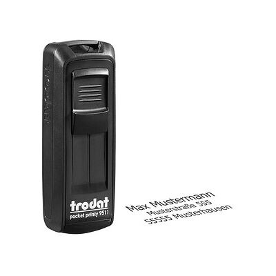 trodat Textstempel, individualisierbar Pocket Printy 9511 selbstfärbend schwarz ohne Logo, 1 St. - Nachträglich per Gutschein personalisieren trodat Textstempel, individualisierbar Pocket Printy 9511 selbstfärbend schwarz ohne Logo, 1 St. - Nachträglich per Gutschein personalisieren