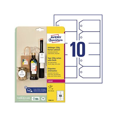 AVERY Zweckform Hängeetiketten weiß 90,0 x 50,0 mm blanko, 100 St. AVERY Zweckform Hängeetiketten weiß 90,0 x 50,0 mm blanko, 100 St.