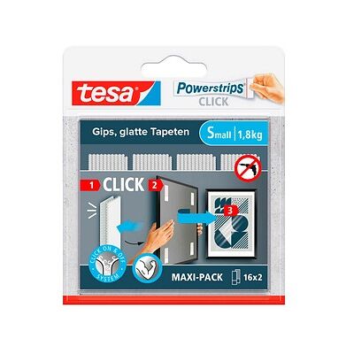 tesa Klettstreifen Powerstrips SMALL Click weiß, 16 St. tesa Klettstreifen Powerstrips SMALL Click weiß, 16 St.