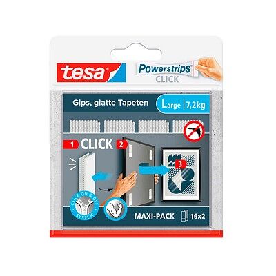 tesa Klettstreifen Powerstrips LARGE Click weiß, 16 St. tesa Klettstreifen Powerstrips LARGE Click weiß, 16 St.