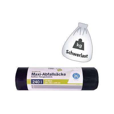 TRILine® Schwerlastsäcke 240,0 l schwarz 60,0 µm, 10 St. TRILine® Schwerlastsäcke 240,0 l schwarz 60,0 µm, 10 St.