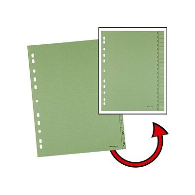 Neutral Trennblätter DIN A4 0-9 grün, 250 g/qm, 100 St. Neutral Trennblätter DIN A4 0-9 grün, 250 g/qm, 100 St.
