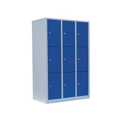 LÜLLMANN Schließfachschrank lichtgrau, enzianblau 523331, 9 Schließfächer 118,5 x 50,0 x 180,0 cm LÜLLMANN Schließfachschrank lichtgrau, enzianblau 523331, 9 Schließfächer 118,5 x 50,0 x 180,0 cm