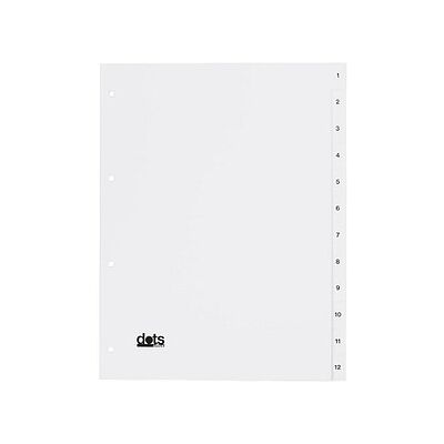 dots Ordnerregister DIN A4 Vollformat 1-12 weiß 12-teilig, 5 Satz dots Ordnerregister DIN A4 Vollformat 1-12 weiß 12-teilig, 5 Satz