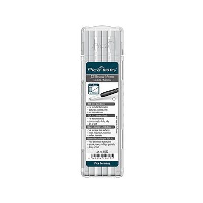 Pica Big Dry For All 6032 Bleistiftminen für Zimmermannsbleistift mit Druckmechanismus weiß 2B 2,0 - 5,0 mm, 12 St. Pica Big Dry For All 6032 Bleistiftminen für Zimmermannsbleistift mit Druckmechanismus weiß 2B 2,0 - 5,0 mm, 12 St.