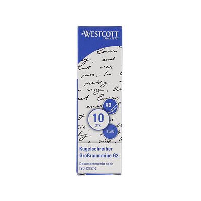 WESTCOTT Kugelschreiberminen XB blau, 10 St. WESTCOTT Kugelschreiberminen XB blau, 10 St.