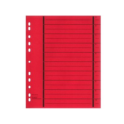 Wekre Trennblätter DIN A4 1-10 rot, 190 g/qm, 50 St. Wekre Trennblätter DIN A4 1-10 rot, 190 g/qm, 50 St.