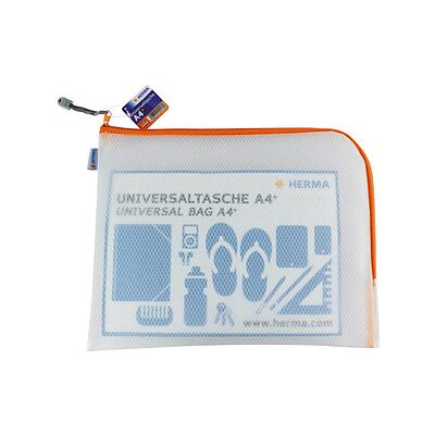 HERMA Reißverschlussbeutel DIN A4 überbreit transparent/orange, 1 St. HERMA Reißverschlussbeutel DIN A4 überbreit transparent/orange, 1 St.