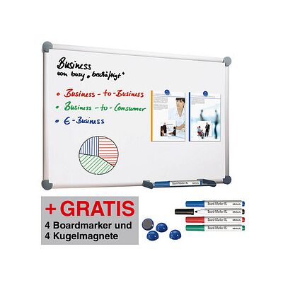 AKTION: MAUL Whiteboard 2000 MAULpro 150,0 x 100,0 cm weiß emaillierter Stahl + GRATIS 4 Boardmarker farbsortiert und 4 Kugelmagnete blau AKTION: MAUL Whiteboard 2000 MAULpro 150,0 x 100,0 cm weiß emaillierter Stahl + GRATIS 4 Boardmarker farbsortiert und 4 Kugelmagnete blau