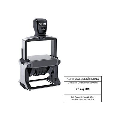 trodat Datumstempel mit Text individualisierbar 5480 selbstfärbend schwarz Logo möglich, 1 St. - Direkt online personalisieren trodat Datumstempel mit Text individualisierbar 5480 selbstfärbend schwarz Logo möglich, 1 St. - Direkt online personalisieren