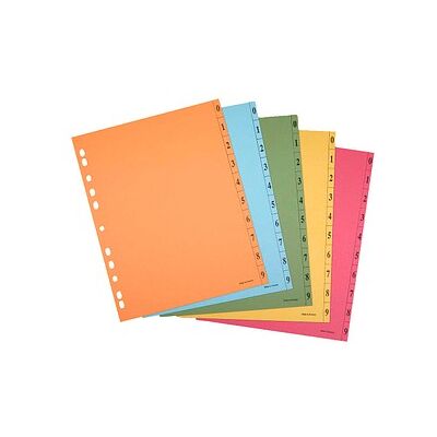 Neutral Trennblätter DIN A4 0-9 farbsortiert, 250 g/qm, 100 Blatt Neutral Trennblätter DIN A4 0-9 farbsortiert, 250 g/qm, 100 Blatt