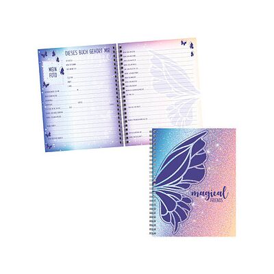 BRUNNEN Freundebuch Magic Butterfly ca. DIN A5 liniert, lila/roa Hardcover 80 Seiten, 1 St. BRUNNEN Freundebuch Magic Butterfly ca. DIN A5 liniert, lila/roa Hardcover 80 Seiten, 1 St.