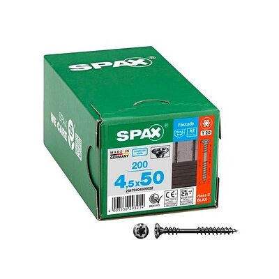 SPAX® Fassadenschrauben T20 Linsensenkkopf BLAX A2 25470404505022 4,5 mm x 50 mm, 100 St. SPAX® Fassadenschrauben T20 Linsensenkkopf BLAX A2 25470404505022 4,5 mm x 50 mm, 100 St.