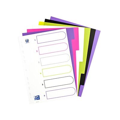 OXFORD Ordnerregister myColour DIN A4 Vollformat blanko lila, pink, weiß, grün, schwarz 6-teilig, 1 Satz OXFORD Ordnerregister myColour DIN A4 Vollformat blanko lila, pink, weiß, grün, schwarz 6-teilig, 1 Satz