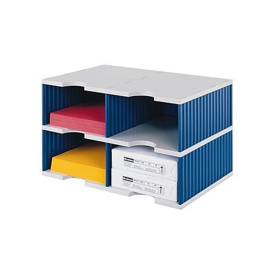 styro Sortierstation Styrodoc Jumbo Grundeinheit grau/blau mit 4 Fächern styro Sortierstation Styrodoc Jumbo Grundeinheit grau/blau mit 4 Fächern