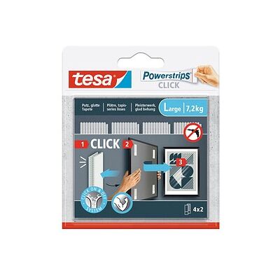 tesa Powerstrips LARGE Click Klebestreifen für max. 7,2 kg, 2,0 x 8,5 cm, 4 St. tesa Powerstrips LARGE Click Klebestreifen für max. 7,2 kg, 2,0 x 8,5 cm, 4 St.