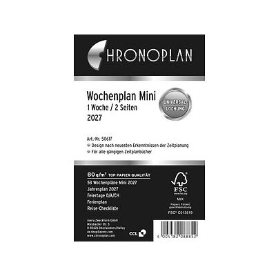 CHRONOPLAN Kalendereinlage 2027 Wochenplan Mini (7,9 x 12,5 cm) CHRONOPLAN Kalendereinlage 2027 Wochenplan Mini (7,9 x 12,5 cm)