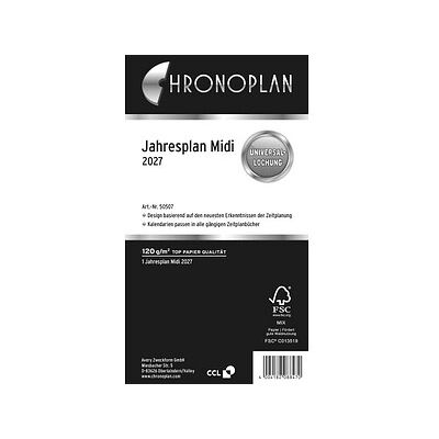 CHRONOPLAN Kalendereinlage 2027 Jahresplan Midi (9,6 x 17,2 cm) CHRONOPLAN Kalendereinlage 2027 Jahresplan Midi (9,6 x 17,2 cm)