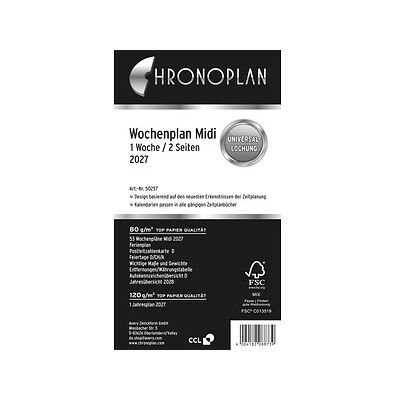 CHRONOPLAN Kalendereinlage 2027 Wochenplan Midi (9,6 x 17,2 cm) CHRONOPLAN Kalendereinlage 2027 Wochenplan Midi (9,6 x 17,2 cm)