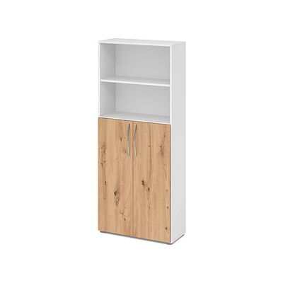HAMMERBACHER Stauraumschrank - Weiß und Eiche - 80x35x188 cm HAMMERBACHER Stauraumschrank - Weiß und Eiche - 80x35x188 cm