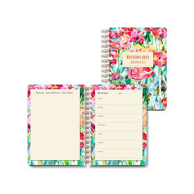 LUMA Notizbuch Wochenplaner Blumen ca. DIN A5 blanko, mehrfarbig Hardcover 104 Seiten, 1 St. LUMA Notizbuch Wochenplaner Blumen ca. DIN A5 blanko, mehrfarbig Hardcover 104 Seiten, 1 St.