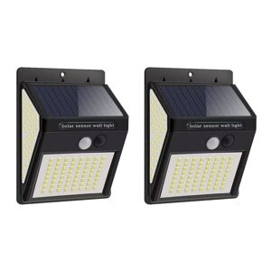 R2Invest 2 x Solarbetriebene Wandleuchte mit 140 LEDs Nachtsensor und Bewegungsmelder - schwarz