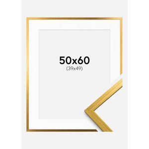 Ram med passepartou Rahmen Edsbyn Gold 50x60 cm - Passepartout Weiß 40x50 cm