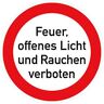 Folie "Feuer, offenes Licht und Rauchen verboten", 5 Stück