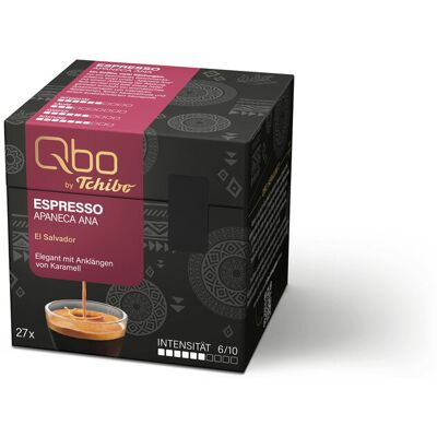 Qbo Espresso Apaneca ANA - 27 Kapseln - Intensität: 6/10 Qbo https://www.tchibo.at/products/211576647883/qbo-espresso-apaneca-ana?article_id=182771113055 Qbo Espresso Apaneca ANA - 27 Kapseln - Intensität: 6/10 Qbo https://www.tchibo.at/products/211576647883/qbo-espresso-apaneca-ana?article_id=182771113055