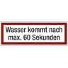 kaiserkraft Brandschutzkennzeichen für die Feuerwehr, Wasser kommt nach max. 60 Sekunden, VE 10 Stk, Kunststoff, LxH 297 x 105 mm