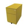 BISLEY Rollcontainer Note™, mit 1 Hängeregistratur, 1 Universalschublade, HxBxT 502 x 300 x 565 mm, mit Griffleiste und Top, gelb