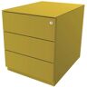 BISLEY Rollcontainer Note™, mit 3 Universalschubladen, HxBxT 502 x 420 x 565 mm, mit Griffleiste und Top, gelb