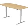 kaiserkraft Konferenztisch, BxT 2200 x 1030 mm, elektrisch höhenverstellbar 620 - 1270 mm, Ahorn-Dekor